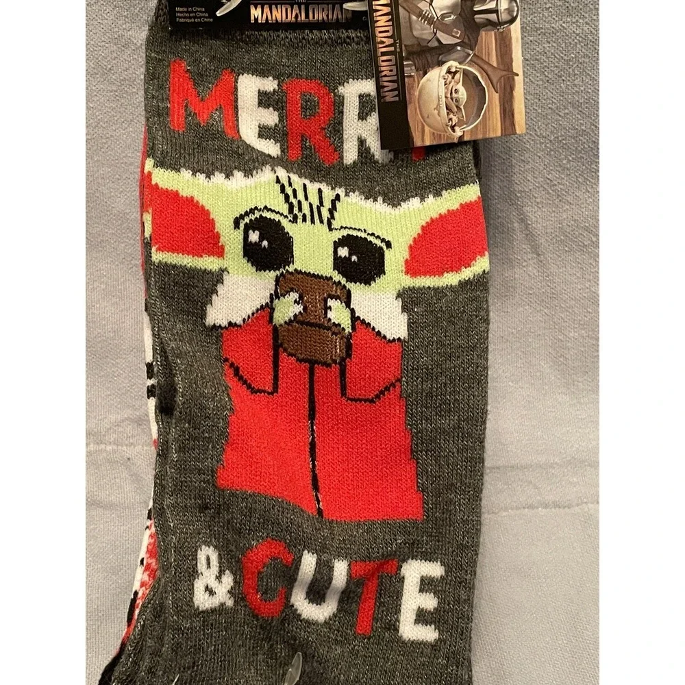 NEW Star‎ Wars Mandalorian The Child Grogu Trooper Christmas 2 Pair Long Socks